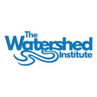 Logo for the Watershed Institute, blue print on a white background