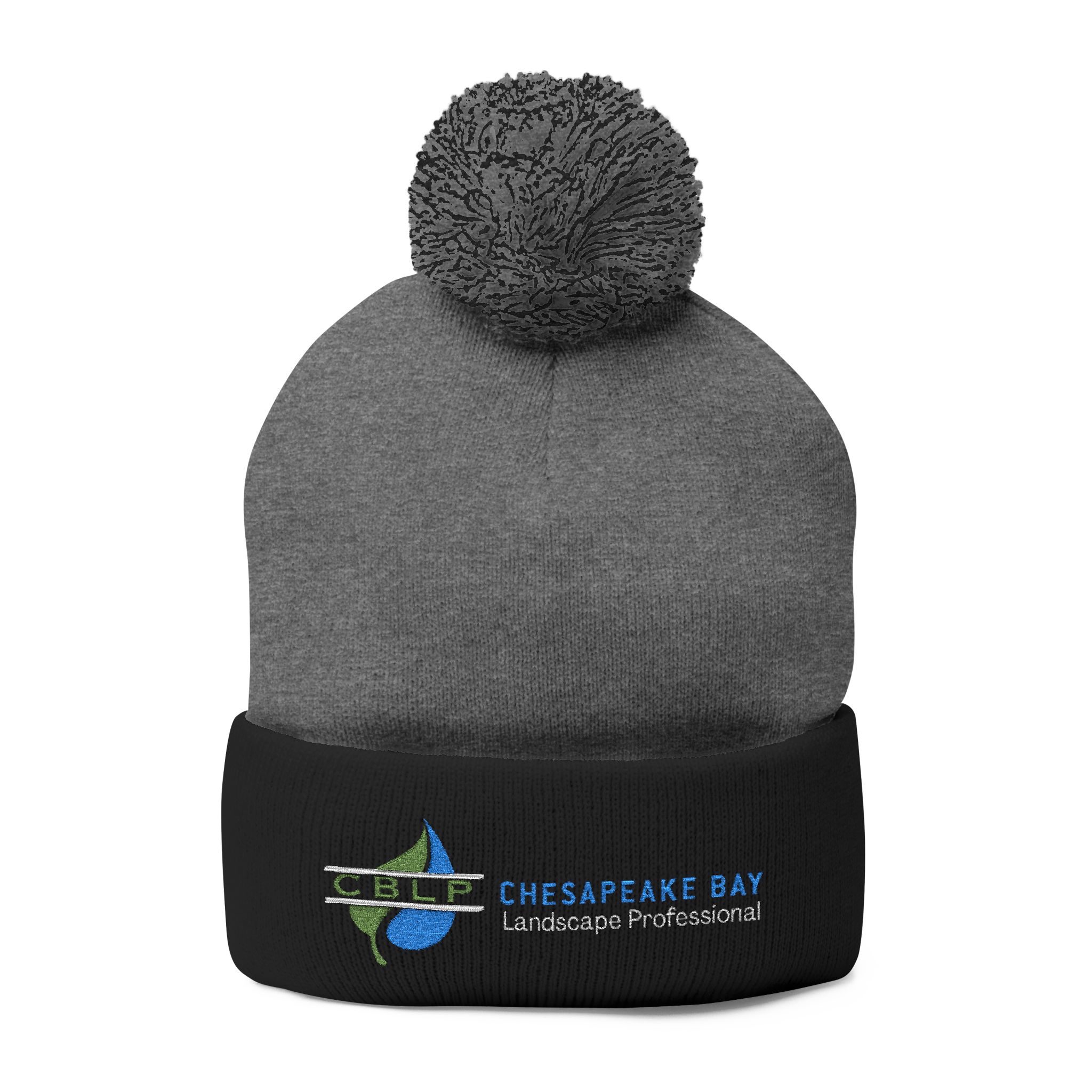 Embroidered Pom-Pom Knit Cap - Chesapeake Bay Landscape Professionals Logo