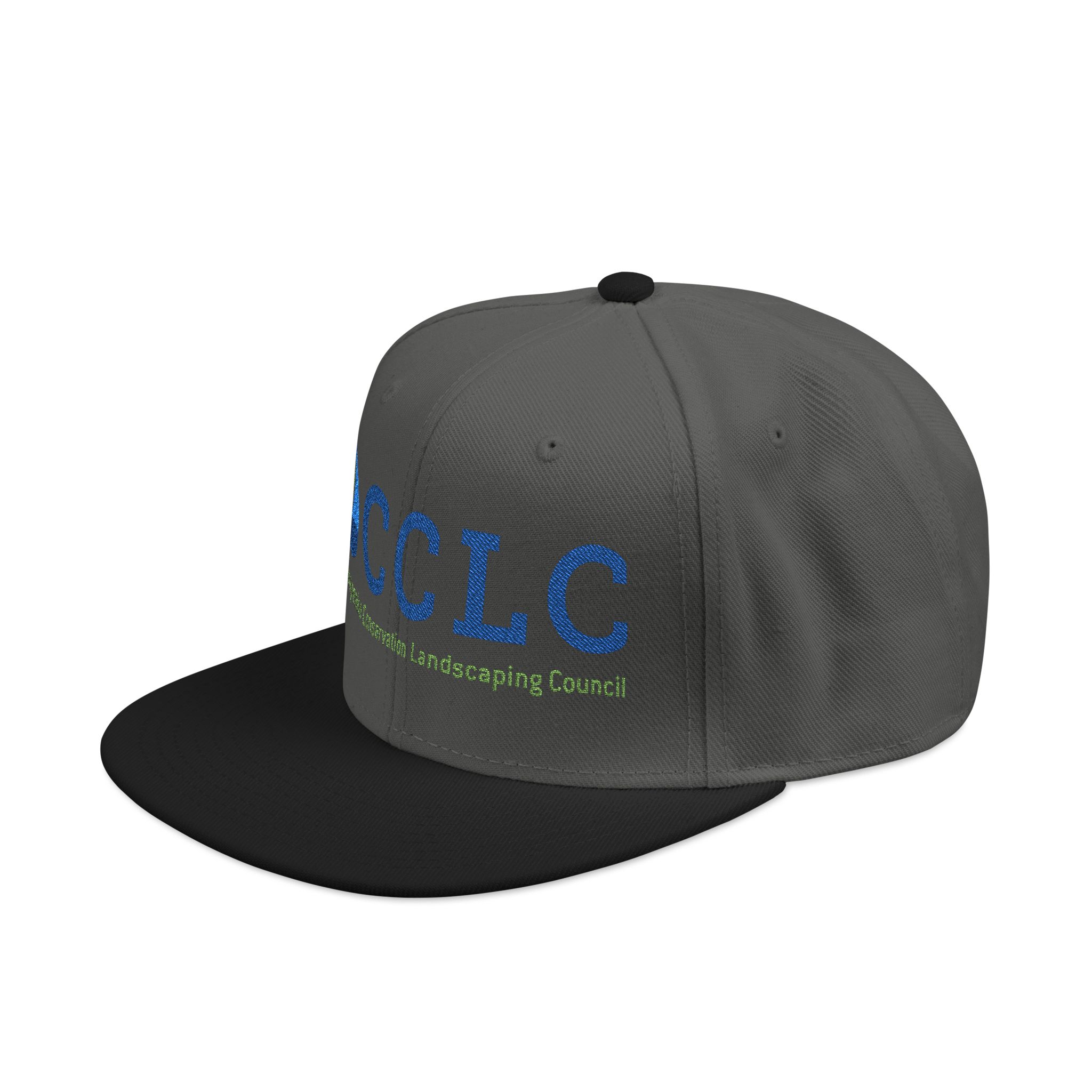 CCLC Embroidered Snapback Hat — Blue & Green Logo Trucker Cap