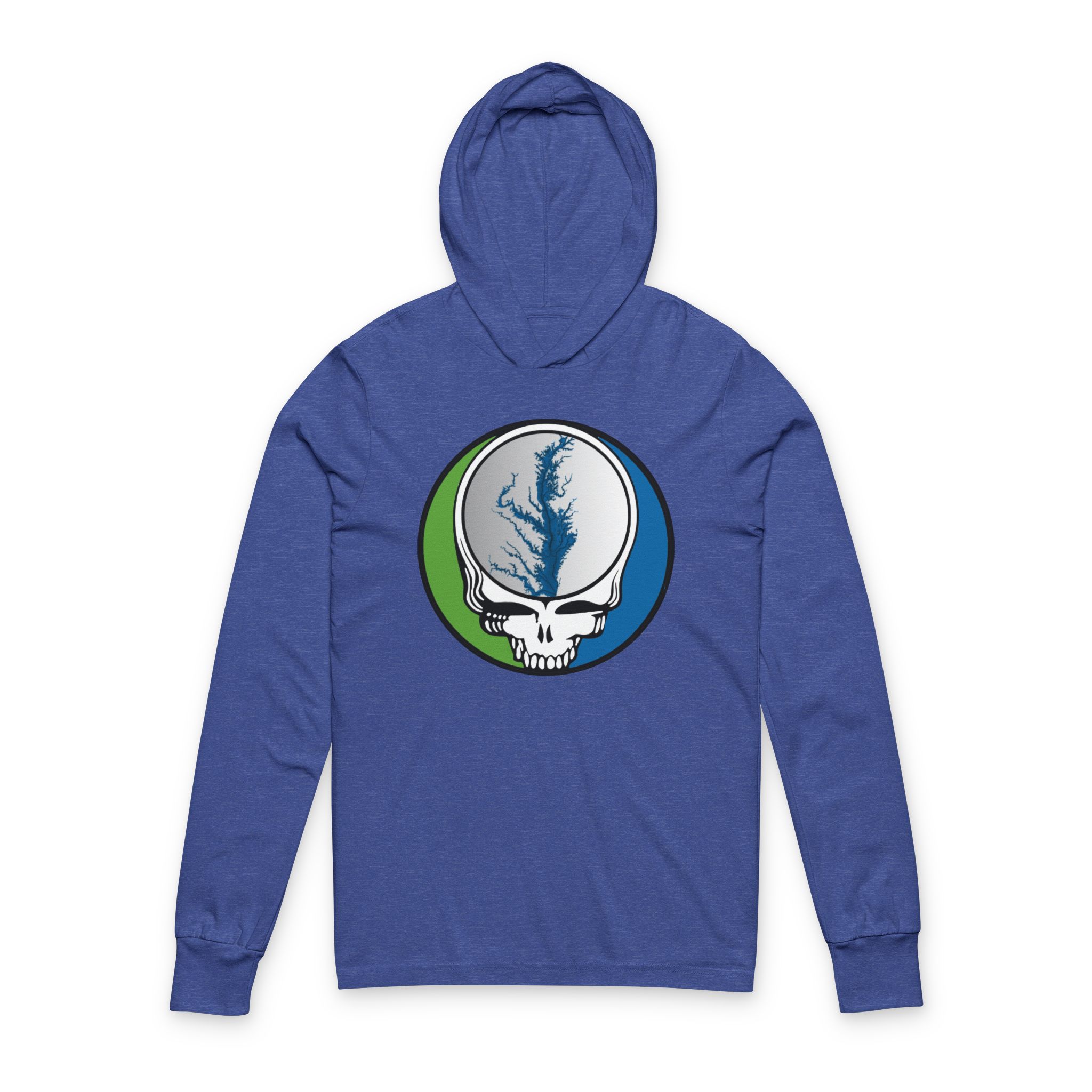 Hooded Long Sleeve Tee — CCLC Eco Skull Logo Hoodie Tee - Image 3